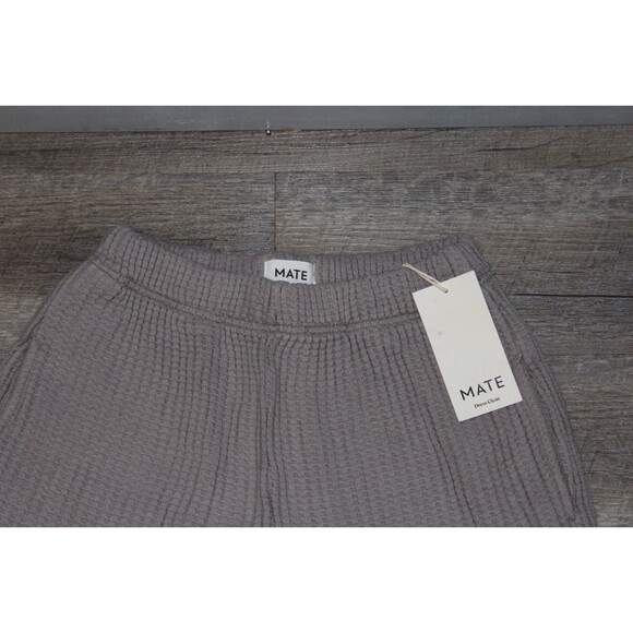 MATE THE LABEL WOMEN'S ORGANIC COTTON WAFFLE KNIT WIDE LEG PANTS NWT GRAY - Picture 6 of 7